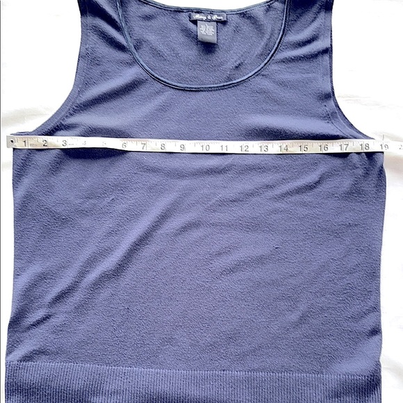 Audrey & Grace Navy Blue Shell Tank Simple Sleeveless Classic Satin Trim Size L - Picture 9 of 11